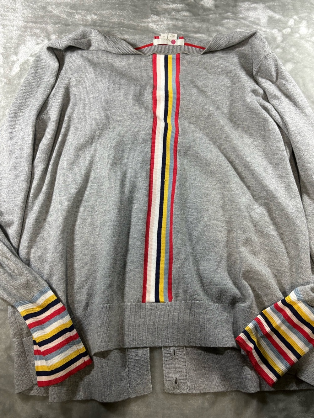 Boden Cassandra Cardigan Size XL Cotton and Wool and Colorful Stripes - Picture 6 of 6